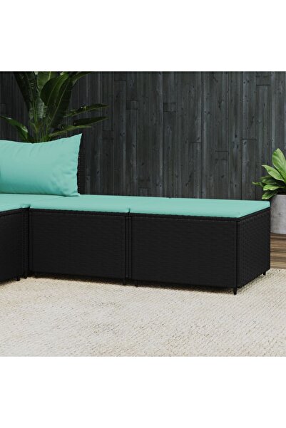 Concept Taburete de grădină cu perne, 2 buc., negru, poliratan