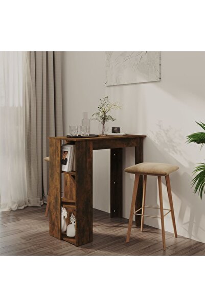 Concept Τραπέζι μπαρ με ράφι, καπνιστή δρυς, 102x50x103,5 cm, μοριοσανίδα