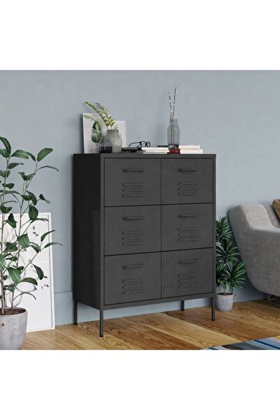 Concept Συρταριέρα, ανθρακί, 80x35x101,5 cm, ατσάλι