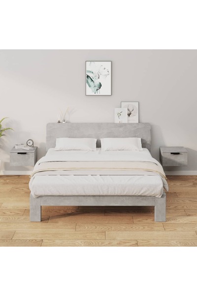 Concept Noptiere de perete, 2 buc., gri beton, 34x30x20 cm