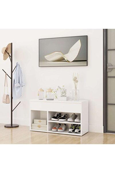 Concept Πάγκος παπουτσιών, λευκό, 80x30x45 cm, μοριοσανίδα