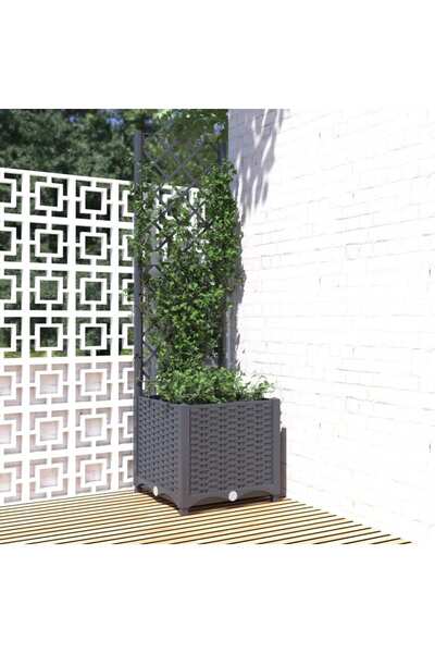 Concept Γλάστρα κήπου με πέργκολα, σκούρο γκρι, 40x40x136 cm, PP