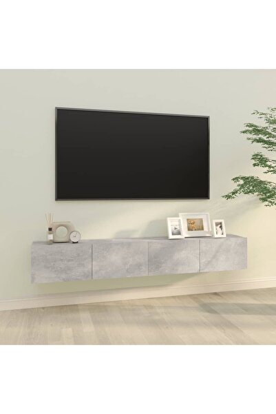Concept Dulapuri TV perete 2 buc. gri beton 100x30x30 cm lemn compozit