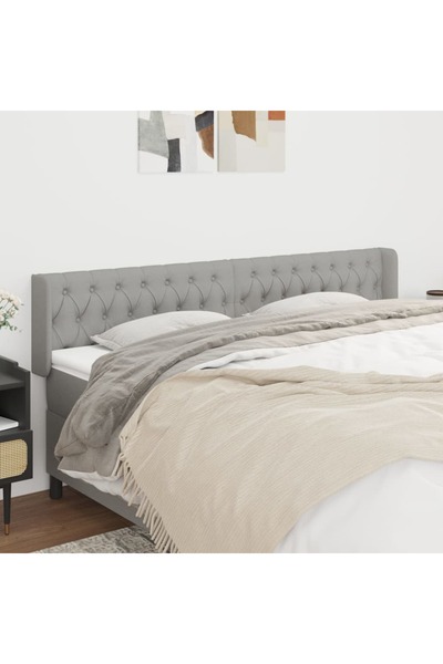 Concept Tăblie de pat cu aripioare gri deschis 203x16x78/88 cm textil