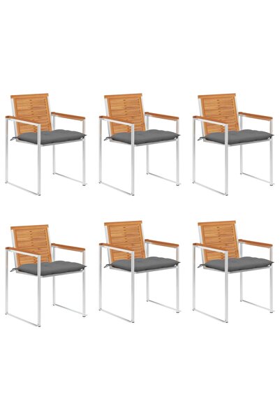 Concept Καρέκλες κήπου με μαξιλάρια, 6 τεμ., από μασίφ ξύλο ακακίας