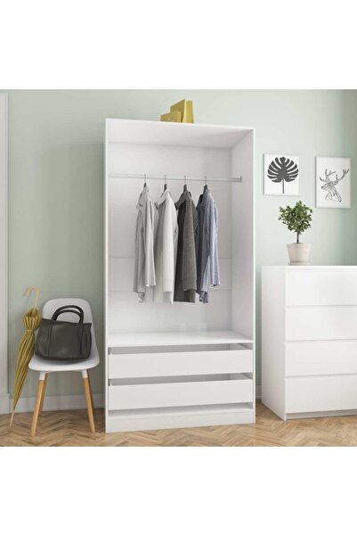 Concept Șifonier, alb extralucios, 100x50x200 cm, PAL
