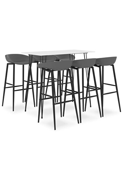 Concept Σετ επίπλων μπαρ, 7 τεμάχια, λευκό και γκρι