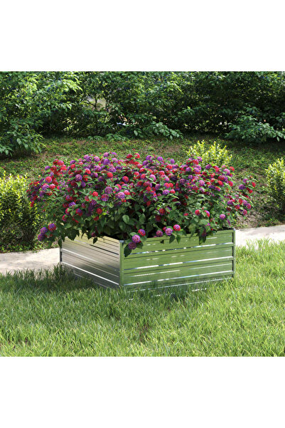 Concept Strat înălțat de grădină argintiu 100x100x45cm oțel galvanizat