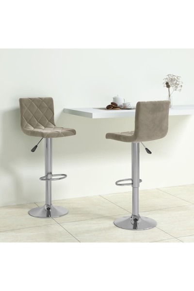 Concept Σκαμπό μπαρ, 2 τεμ., ανοιχτό γκρι, Βελούδο