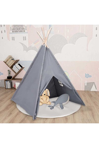 Concept Cort de copii teepee cu geantă, gri 120x120x150 cm, piersică