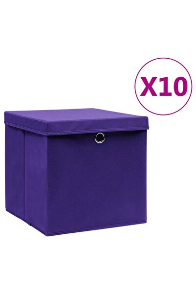 Concept Cutii depozitare cu capace, 10 buc., violet, 28x28x28 cm