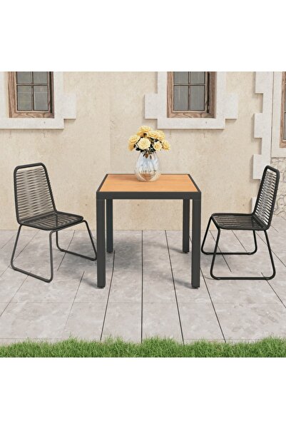 Concept Σετ επίπλων κήπου, 3 τεμάχια, μαύρο και καφέ, PVC rattan