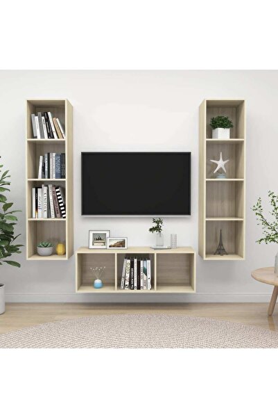 Concept Σετ ντουλαπιών τηλεόρασης, 3 τεμάχια, δρυς Sonoma, μοριοσανίδα