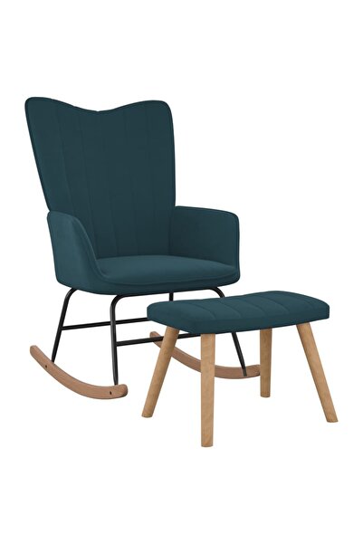 Concept Κουνιστή πολυθρόνα με σκαμπό, μπλε, Βελούδο