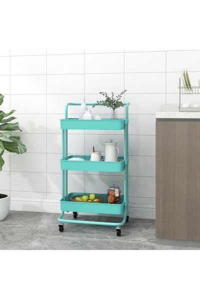 Concept Τροχήλατο τρόλεϊ κουζίνας 3 επιπέδων τυρκουάζ 42x25x83,5 εκ. σίδερο/ABS
