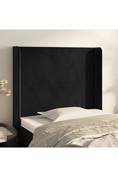 Concept Tăblie de pat cu aripioare, negru, 93x16x118/128 cm, catifea