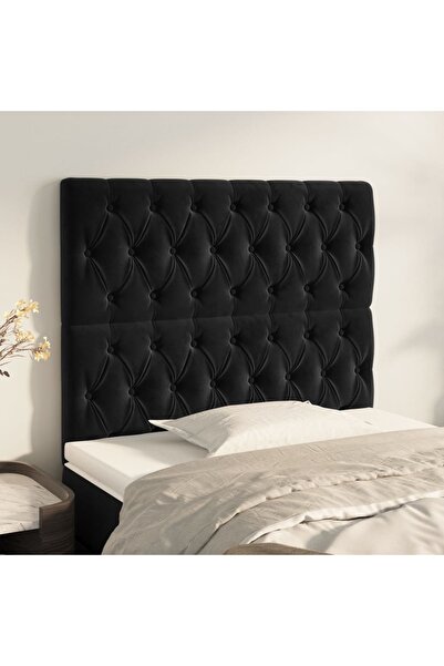 Concept Tăblii de pat, 2 buc, negru, 100x7x78/88 cm, catifea