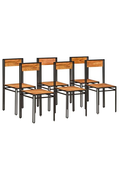 Concept Καρέκλες κουζίνας 6 τεμ. μασίφ ξύλο ακακίας, φινίρισμα sheesham