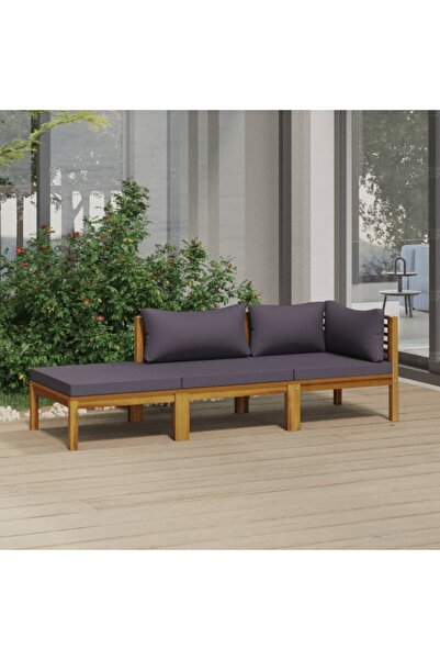 Concept Σετ επίπλων κήπου με μαξιλάρια, 3 τεμάχια, από μασίφ ξύλο ακακίας