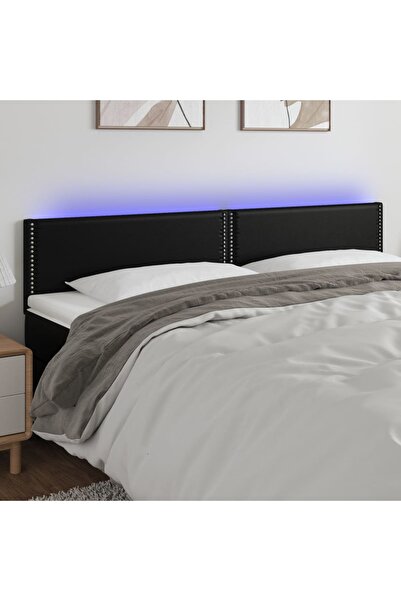 Concept Κεφαλάρι LED, μαύρο, 200x5x78/88 cm, οικολογικό Δερμάτινο