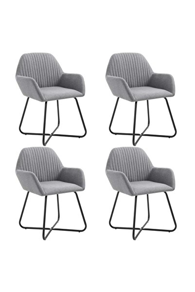 Concept Scaune de bucătărie, 4 buc., gri deschis, material textil