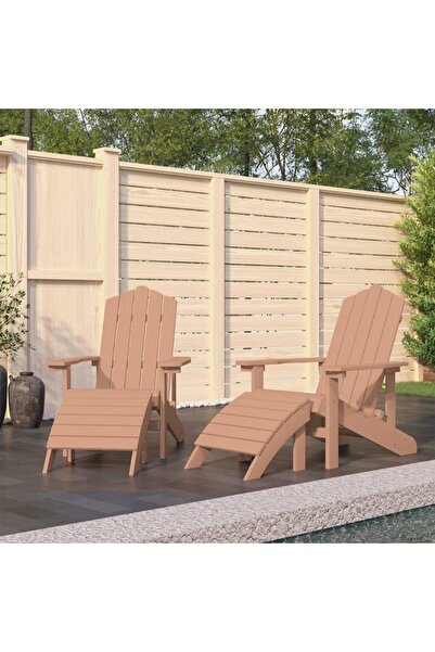 Concept Adirondack garden chairs with stools, 2 pcs., brown, HDPE