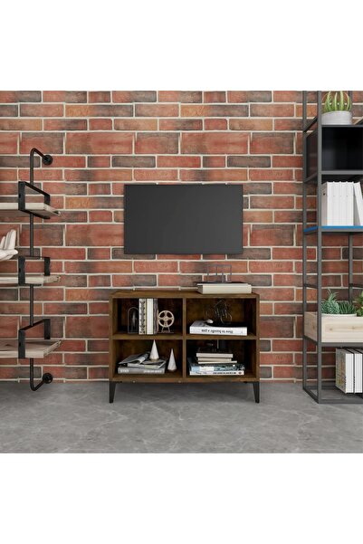 Concept Comodă TV, picioare din metal, stejar afumat, 69,5x30x50 cm