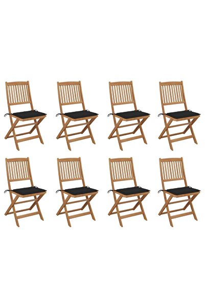 Concept Πτυσσόμενες καρέκλες εξωτερικού χώρου με μαξιλάρια, 8 τεμ., από μασίφ...