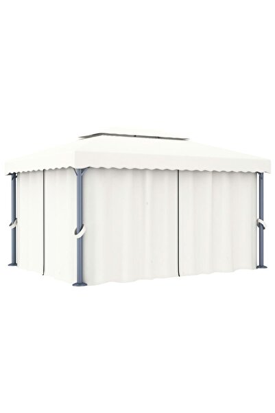 Concept Κιόσκι με κουρτίνα, κρεμ λευκό, 4 x 3 μ., αλουμίνιο