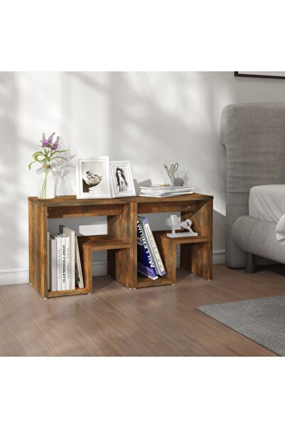 Concept Noptiere, 2 buc., stejar afumat, 40x30x40 cm, lemn prelucrat