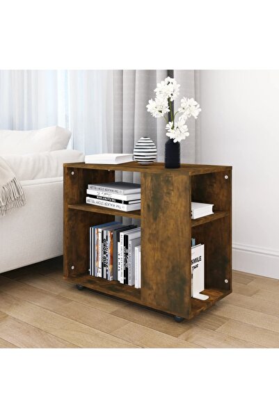 Concept Βοηθητικό τραπέζι, καπνιστή δρυς, 70x35x55 cm, επεξεργασμένο ξύλο