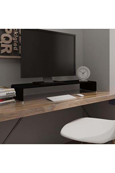 Concept Стъклена стойка за телевизор/монитор, 100x30x13 см, черна