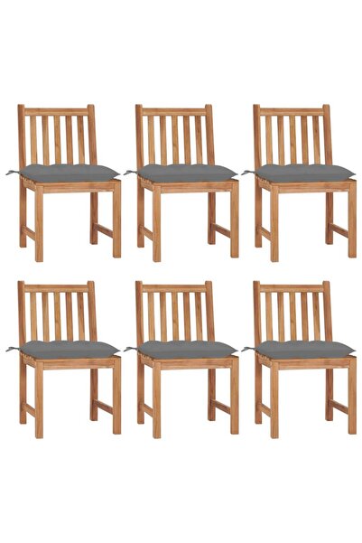 Concept Καρέκλες κήπου με μαξιλάρια, 6 τεμάχια, από μασίφ ξύλο τικ