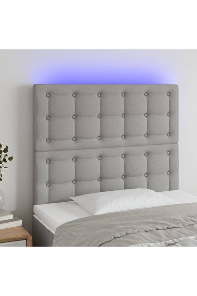 Concept Tăblie de pat cu LED, gri deschis, 100x5x118/128 cm, textil