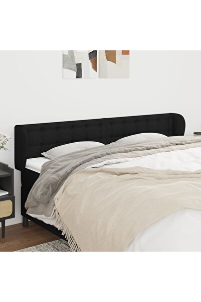 Concept Tăblie de pat cu aripioare negru 203x23x78/88 cm textil