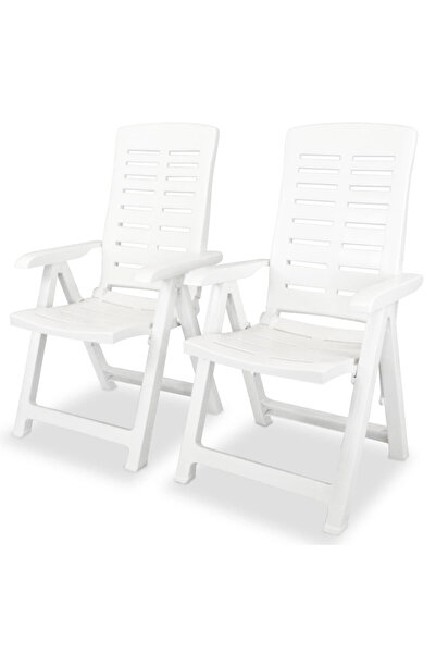 Concept Scaune de grădină rabatabile, 2 buc., alb, plastic