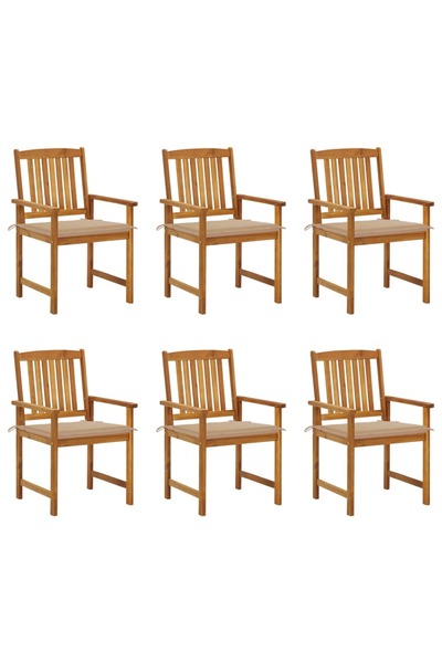 Concept Καρέκλες κήπου με μαξιλάρια, 6 τεμ., από μασίφ ξύλο ακακίας