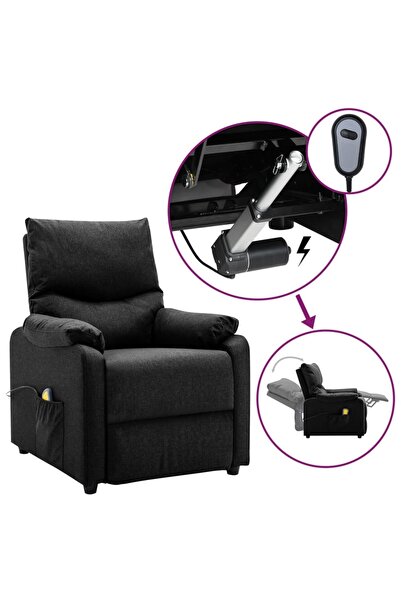 Concept Ηλεκτρική ανακλινόμενη πολυθρόνα μασάζ, μαύρη, υφασμάτινη