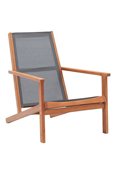 Concept Șezlong de grădină, gri, lemn masiv de eucalipt și textilenă