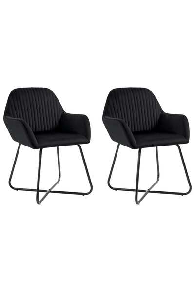 Concept Καρέκλες κουζίνας, 2 τεμ., μαύρες, Βελούδο
