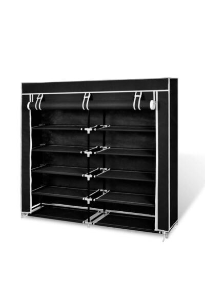 Concept Pantofar cu capac, material textil, 115 x 28 x 110 cm, negru