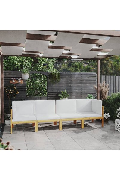 Concept 4θέσιος καναπές κήπου με μαξιλάρια, από μασίφ ξύλο ακακίας