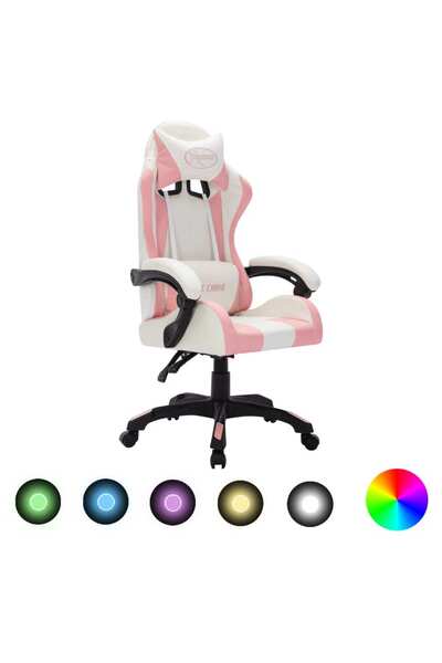 Concept Scaun de racing cu LED RGB, roz și negru, piele ecologică