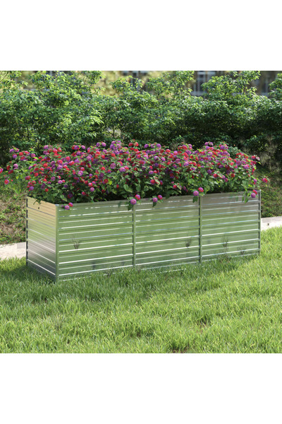Concept Ασημί υπερυψωμένο παρτέρι κήπου 240x80x77 cm από γαλβανισμένο ατσάλι