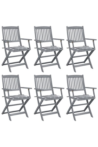 Concept Scaune pliabile de exterior cu perne, 6 buc., lemn masiv acacia