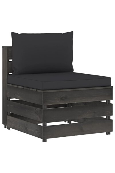 Concept Canapea de mijloc modulară cu perne, gri, lemn impregnat