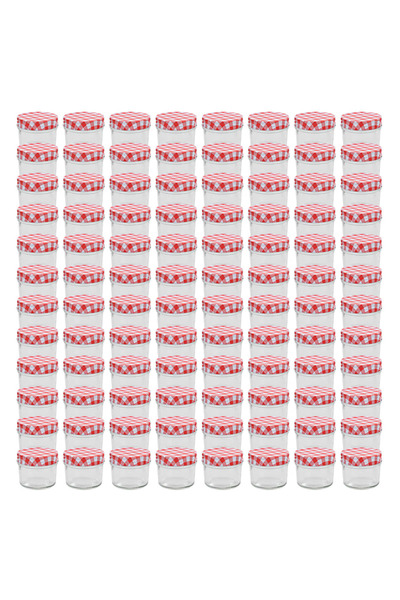 Concept Borcane de sticlă pentru gem capace alb și roșu, 96 buc, 110 ml