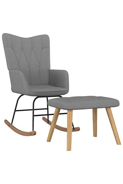 Concept Κουνιστή πολυθρόνα με σκαμπό, σκούρο γκρι, ύφασμα