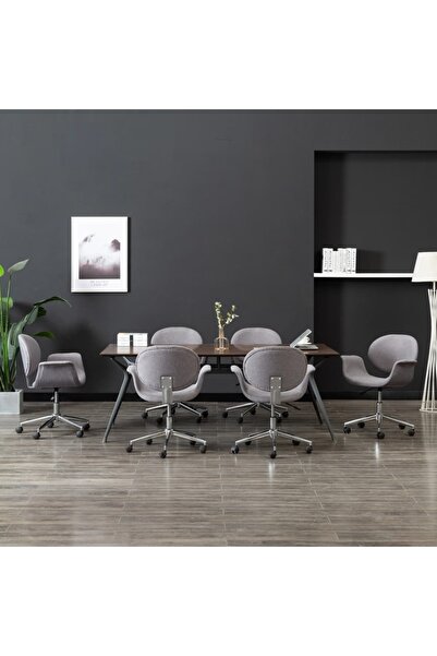 Concept Scaune de bucătărie pivotante, 6 buc., gri, material textil