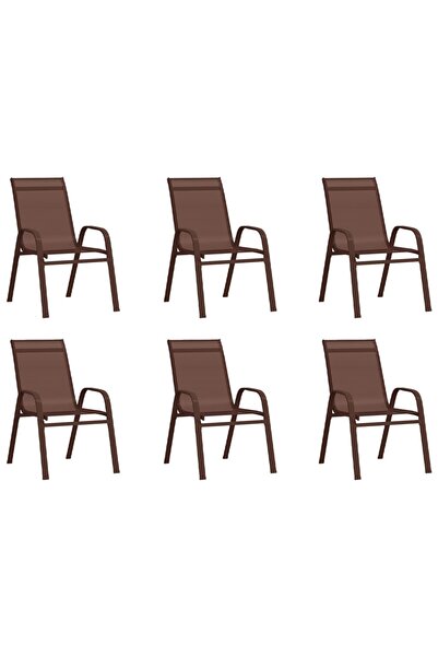 Concept Στοιβαζόμενες καρέκλες κήπου, 6 τεμ., καφέ, textilene